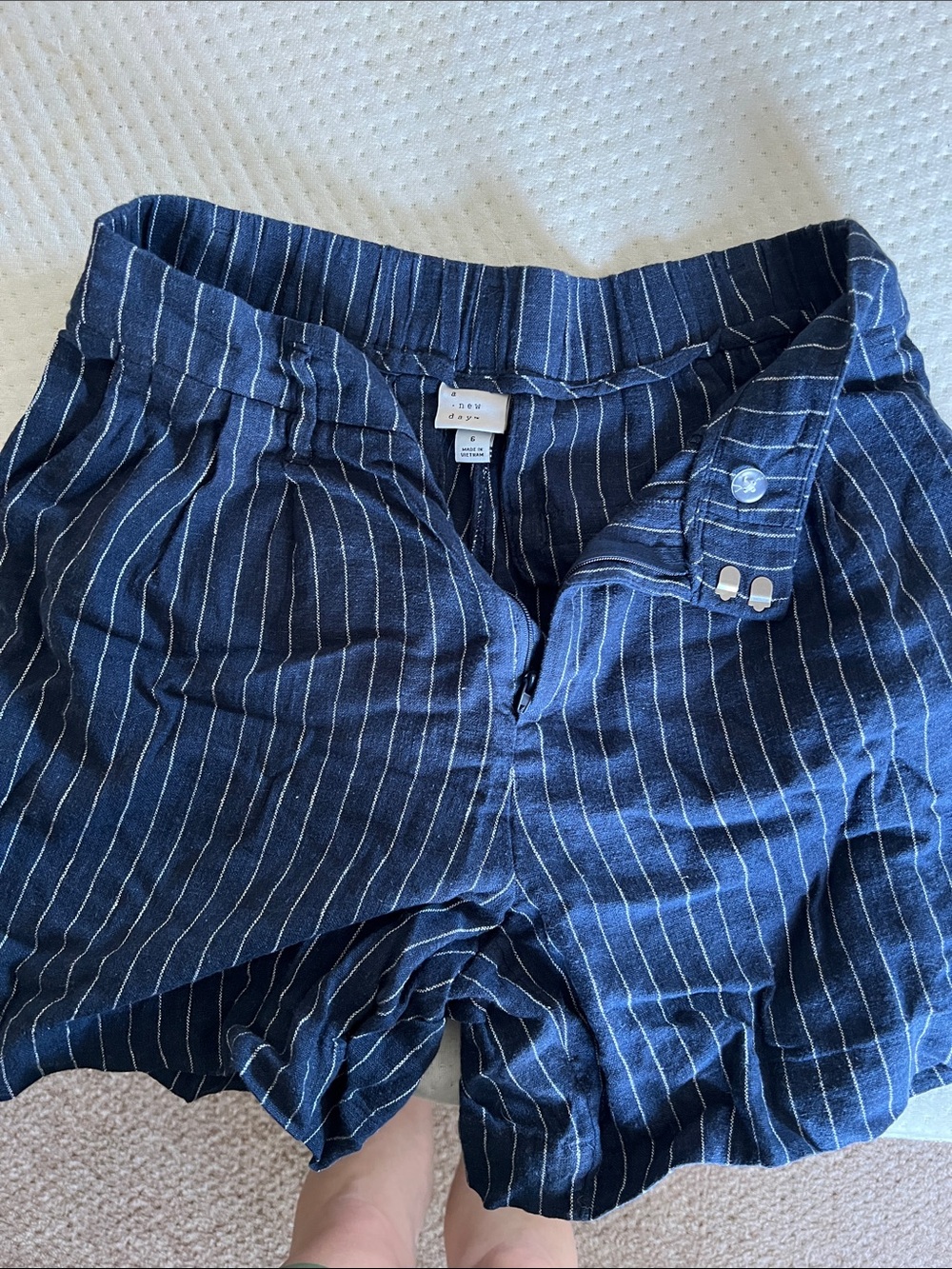 a new day Navy Pinstripe Linen-Blend Women’s Shorts